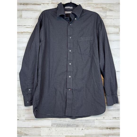 Daniel Crémieux 100% Cotton Gray Micro-Check Shirt Mens Large - Picture 1 of 7